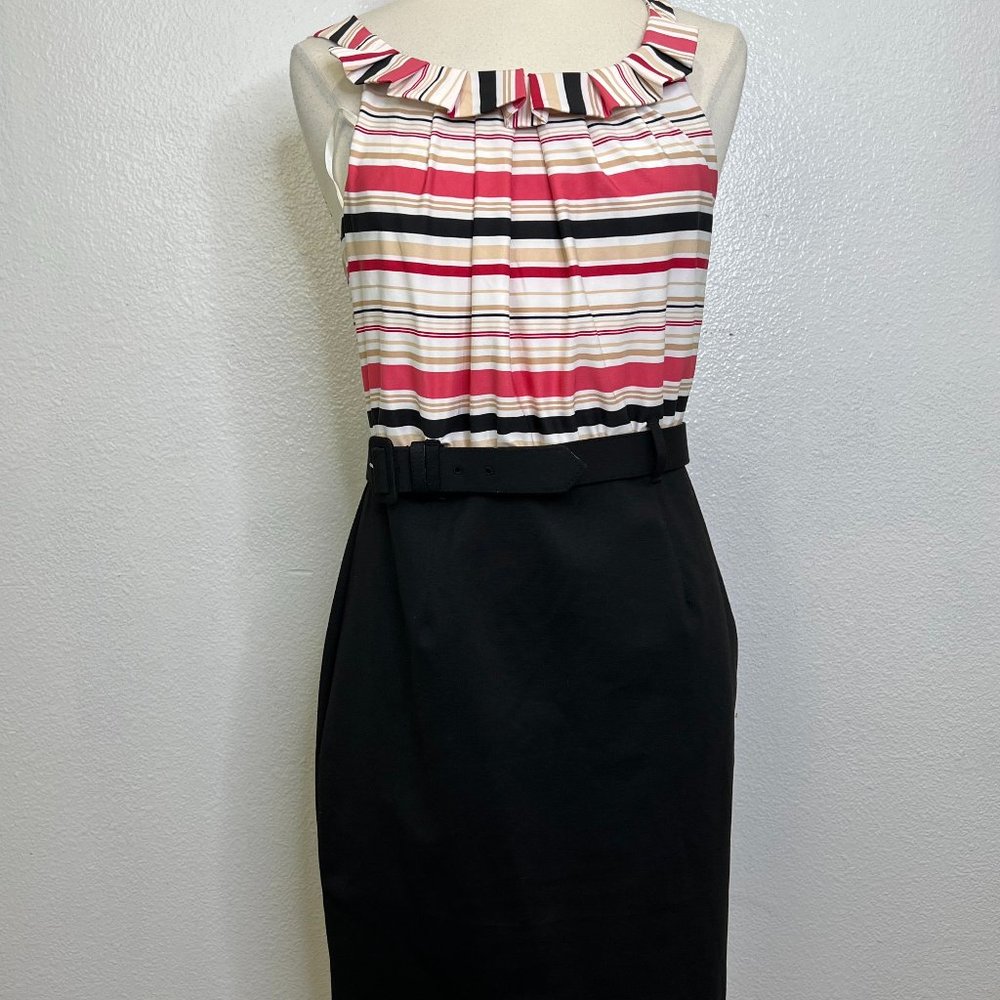 NWT New York & Co. Ruffle Neckline Color Block Sleeveless Sheath‎ Dress Size M